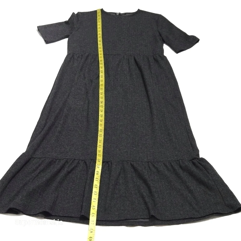 Zara Tweed Black Ruffled. Dress - Picture 5 of 7